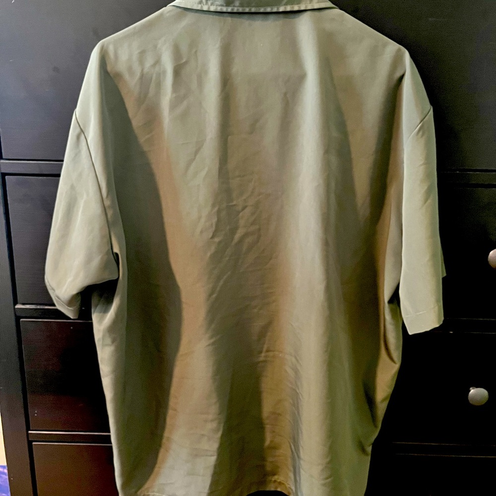 🎲 BeRetro Mens XL Olive Green Black Beige Bowling shirt - Picture 3 of 4